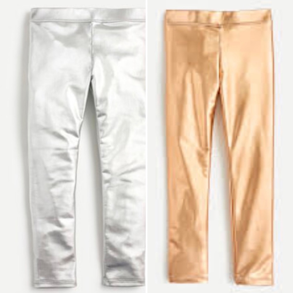 NWT 2pairs JCREW METALLIC LEGGINGS NEVER OPENED SOLD OUT ONLINE GIRLS SIZE 10/12